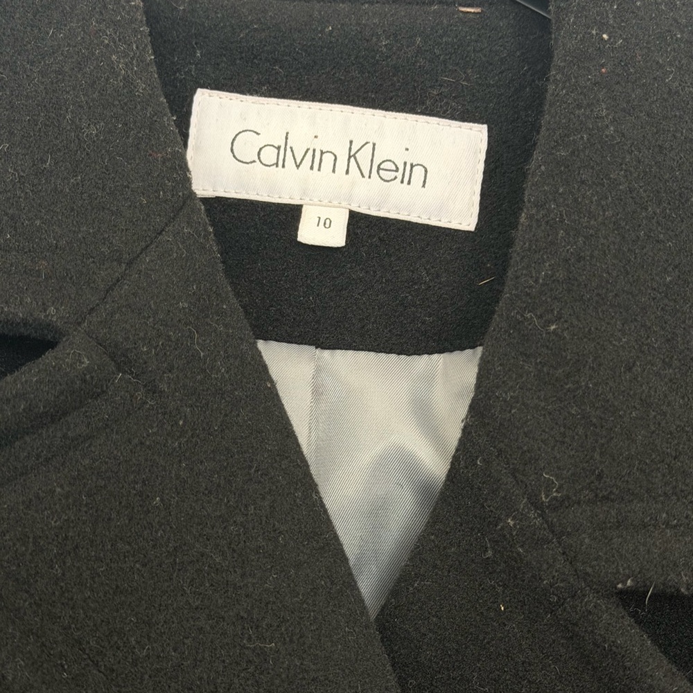 Calvin Klein Women's Black Pea Coat Size 10 - Picture 2 of 8